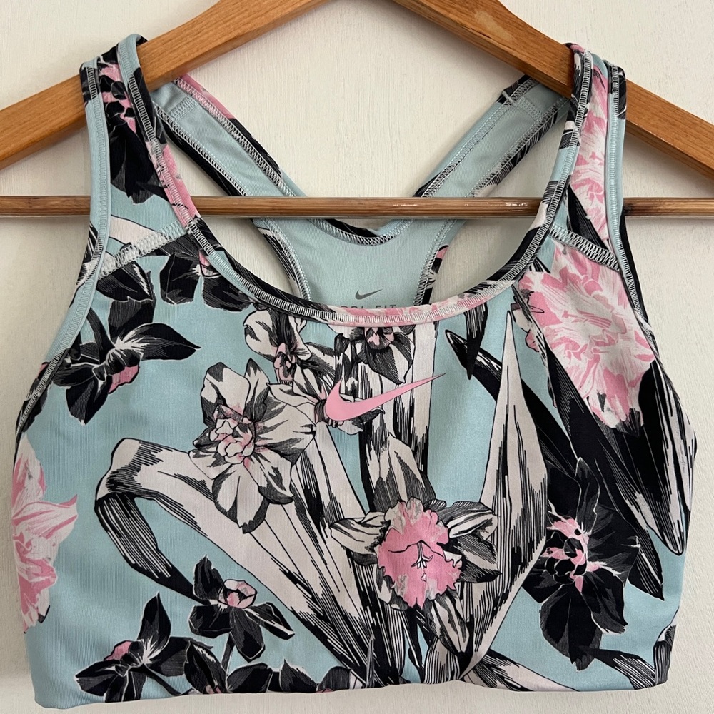 Nike Floral Sports Bra - Pink, Blue and Black - Picture 2 of 4